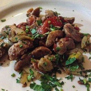 Indmad, tunger, brisler, testikler, fedt