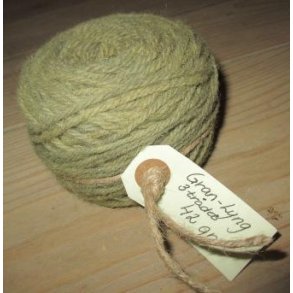 Plantefarvet 3 tr. lammeuld fra Thy Lam, gran - lyng, hvis 40g