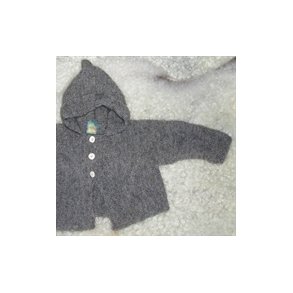 Babybluse med htte, mrk mellemgr, 6 mdr., Thy Lam model,