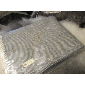 Thy Lam uldplaid, mrkere gr/hvid, natur