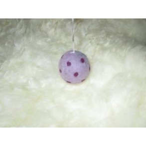 g - lilla - med mklilla prikker - ca. 6 cm med snor