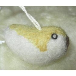 Fugl, gul og rhvid beregnet til at hnge, har ophng