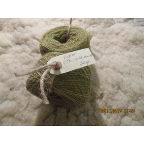 Plantefarvet 1. tr. kologisk Thy Lam uldgarn, farvet med tagrr, pris hvis 50g